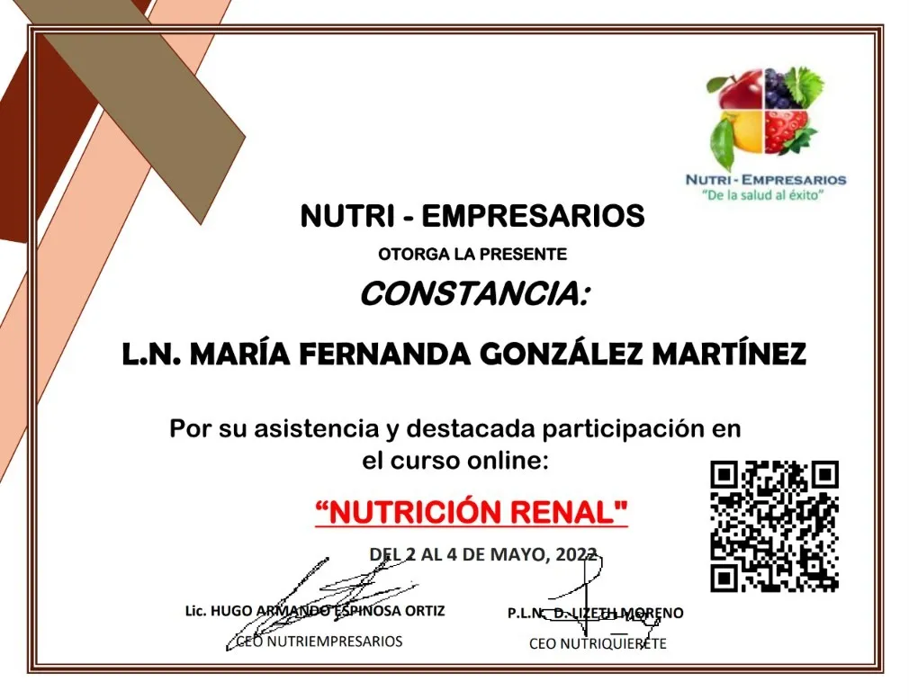 Constancia: Nutrición renal