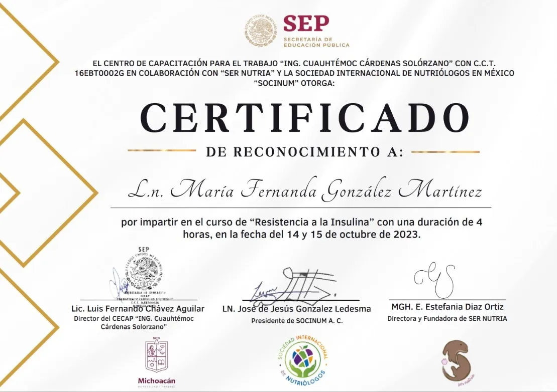 Constancia: Resistencia a la insulina